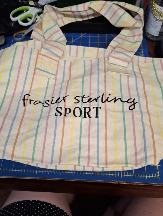 Fraser Sterling Sports Handbags - Frasier Sterling Sport Striped Canvas Tote - Pastel Multicolor New 13x9x13